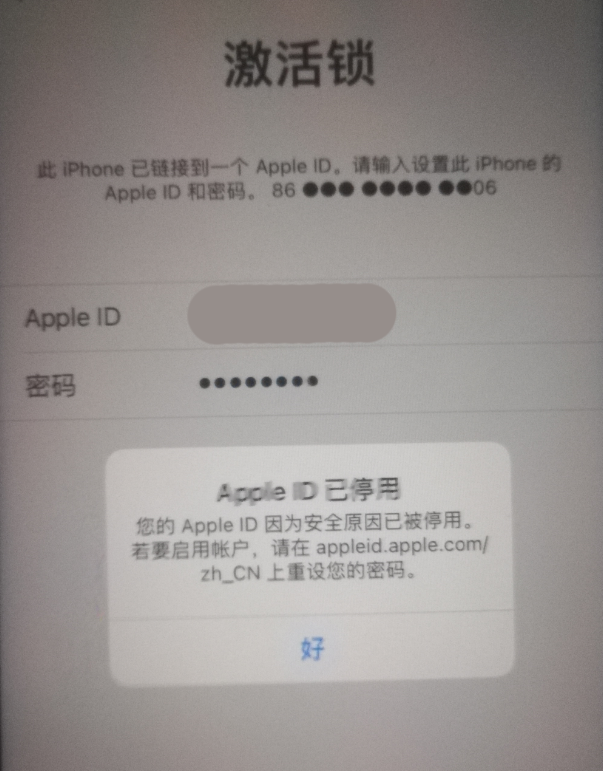 城关苹果手机维修分享iPhone 12 出现提示“Apple ID 已停用”怎么办 